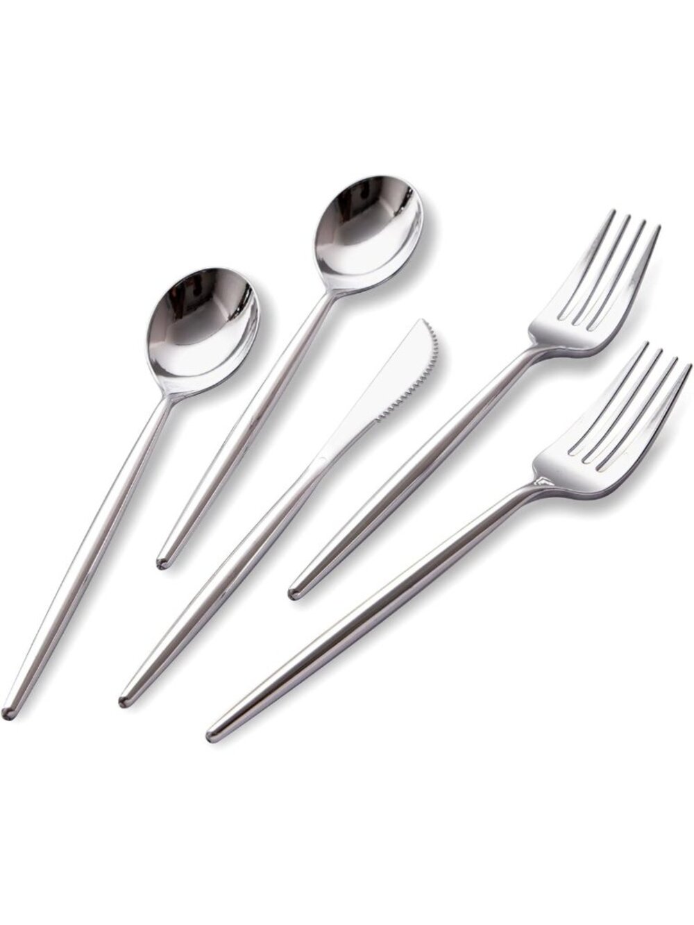 150 Pcs Heavy Duty Silver Plastic Cutlery Set - Forks, Spoons & Knives for